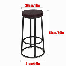 Sedia ufficio,Sgabello da bar rotondo in legno massello con piedini alti neri, (seduta 75 cm, 30 pollici), cuscino in legno massello con struttura in ferro, utilizzato per ristoranti, bar, caffè, re
