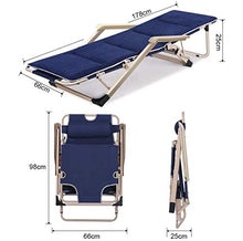 AI LI WEI SHUAIIJUAN Sedia per Il Tempo Libero Domestico Outdoor Garden Unica Sedia Solarium Terrazza Lounge Recliners s Sdraio Pieghevole Poltrona reclinabile con l'ammortizzatore Max.200kg - Blu
