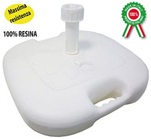 SF SAVINO FILIPPO Base Basamento Supporto in Dura Resina di plastica Bianca per ombrellone con Serbatoio riempibile Quadrata Angoli arrotondati e Adattatore per palo