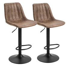 homcom Set 2 Sgabelli da Bar in Stile Industriale con Schienale, Poggiapiedi e Altezza Regolabile, in Microfibra Marrone