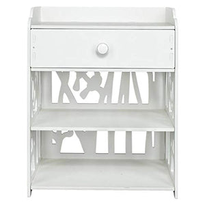 LICHUAN Comodino Comodino Camera da Letto Cassetto e Sottotelo Bianco Comodino per Soggiorno Camera da Letto Balcone, Tavolino Bianco Facile Da Assemblare