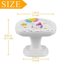Set di 4 maniglie rotonde per armadio da cucina, credenza, cassettiera, cassettiera, con viti, per cucina, comò, armadietto, bagno, armadio Catoon Unicorn con palloncino-01