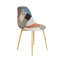 Set di 4 sedie da pranzo in tessuto patchwork, gambe in metallo, per casa, ufficio, cucina, camera da letto, sala da pranzo (rosso - gambe in metallo)