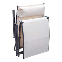 miozzi Lettino da Giardino Piscina Pieghevole Schienale Regolabile Crema Bianco 180x63.5x65 cm