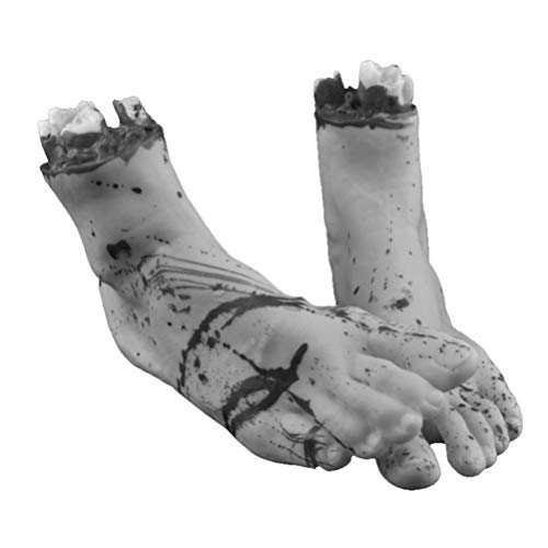 STOBOK 1 Paio di Piedi Finti Umani Tagliati a Mano Set di Parti del Corpo Spezzate Spaventose Decorazioni di Halloween per Feste di Halloween E Cosplay Grigio
