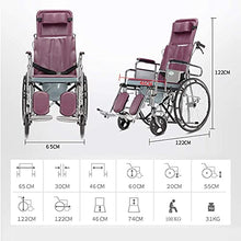 Carrozzine Pieghevole, Leggera Carrozzina Semovente Portatile Carrozzina Comfort Completamente Sdraiata con Poggiapiedi Oscillanti E Freni A