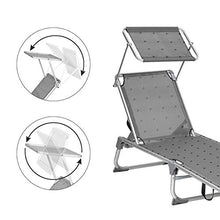SONGMICS Lettino Prendisole, Sdraio Pieghevole, con Parasole e Schienale Reclinabile, Leggero, 55 x 193 x 31 cm, Max Portata 150 kg, per Giardino Terrazzo Balcone, Motivo Uccelli, Grigio Scuro GCB19BG