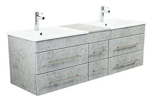 Mobile bagno Milano XL 172cm con doppio lavabo grigio cemento