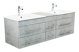 Mobile bagno Milano XL 172cm con doppio lavabo grigio cemento