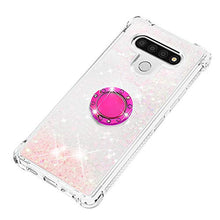Custodia LG Stylo 6 Squillo della Base del Telefono TPU Brillantini Diamond Liquido Telefono Bumper Case （Stelle Rosa Fluorescenti）