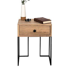 DGHJK Mobili per la casa, Comodino Nordico in Legno massello + Ferro battuto Divano tavolino Tavolo angolare Comodino Armadio con 1 cassetto per Soggiorno Camera da Letto