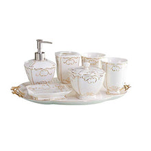 JTKDL Kit da 6 Pezzi per Kit da Toeletta in Ceramica da Bagno in Ceramica con Vassoio,E