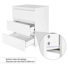 lyrlody Comodino con 3 Cassetto, Comodino Camera da Letto Comodini da Notte Comodino, 45 x 38.2 x 56 cm, Bianco