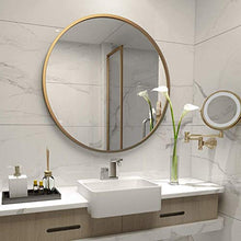 Specchio da Bagno Rotondo a Parete per mobili da Bagno | Specchio da Barba per Il Trucco | Specchio da Parete con Cornice in Metallo Dorato | Disponibile 30-70 cm
