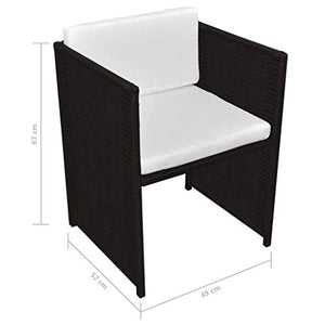 FAMIROSA Set da Bistrot 3 pz con Cuscini in Polyrattan Marrone-2485