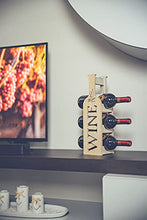 Torre Portabottiglie Vino in Bambù - Cantinetta per esposizione di 3 Bottiglie classiche di Vino - dal Design Esclusivo e Minimal - Ottima Idea Regalo - Pensato per tutti gli Ambienti