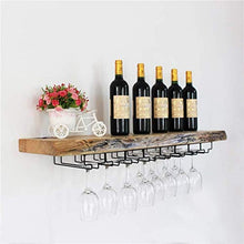 Dongyd 60-140cm (23.6"-55") Rack Calici Di Legno, Wine Rack Mensola Con Bagagli Carrello Di Metallo Muro Di Ferro Montato Hanging Wine Glasses Holder (Size : 120x25x5cm)
