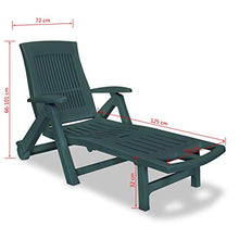 KJGHJ - Sdraio da giardino con poggiapiedi in plastica, pieghevole, con 2 ruote, colore: Verde
