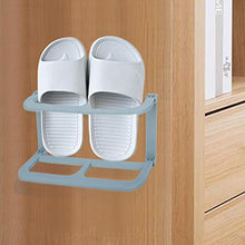 Tarente Pantofole in plastica a Doppio Strato Pantofole autoadesive Holder Rack Organizer (Blu)