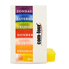 COM-FOUR® 1x dispenser per farmaci in OLANDESE - scatola per farmaci per 7 giorni - 3 scomparti ciascuno - scatola per pillole - scatola per compresse - dispenser settimanale [OLANDESE]