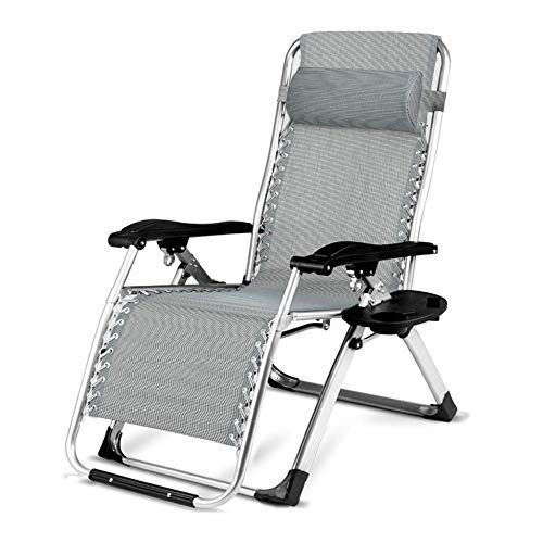 Lettino prendisole Sedie da giardino reclinabili, sedia a sdraio grigia Sedia da ufficio pieghevole Sedia da ufficio Sedia da spiaggia Sedia portatile Siesta con fibbia metallica e portabicchieri chai