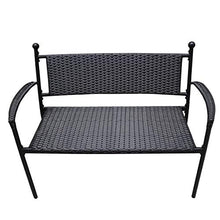 PrimoLiving Elegante panchina da giardino in polyrattan con morbido cuscino in grigio scuro nero