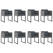 Tidyard Set 13 pz da Pranzo da Giardino in Polyrattan Grigio,Set Tavolo e Sedie da Giardino per Esterno in Polyrattan,Set Tavolo in Vetro e 8 Sedie con Braccioli e 4 Sgabelli da Giardino per Esterno