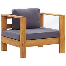 vidaXL Sedia da Giardino con Cuscino Seggiola da Esterni Sedile per Patio Arredo da Giardino Mobile da Esterni Grigio Scuro in Legno di Acacia