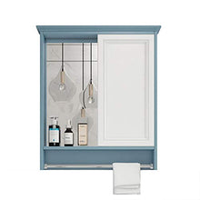 Specchio da Bagno Scorrevole A Scomparsa Specchio da Bagno con Mensola Specchio da Trucco A Parete con Portasciugamani,Small Blue b