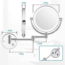 MRJ Specchio Ingranditore da Parete con Luce LED, Hidden Installation Specchietto da Trucco Ingrandimento X5 con Rotazione a 360 °, Luce Regolabile, per Bagno, Toletta, Hotel
