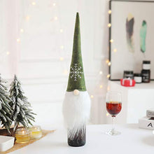 Amosfun Feltro gnomi Natalizi Bottiglia di Vino Topper Cover Fatto a Mano Svedese tomte Decorativo Toppers Bottiglia di Vino Vestito (Verde)