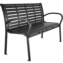 TecTake 403213 Panca da Giardino, Panchina per Parco, Acciaio Verniciato, Nera, 126 x 62 x 81,5cm