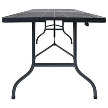 FAMIROSA Tavolo da Giardino Pieghevole Nero 180x75x72 cm in Rattan HDPE
