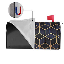 Elisabeth Fredriksson - Cover magnetica per cassetta postale, design unico, motivo cubi bianchi e navy, per decorazione giardino, dimensioni standard, 53 x 45 cm
