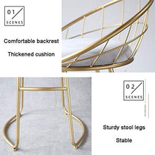LLT Pratico Stool Bar Stool Nordic sedia di svago casa di alta Sgabello - gambe di metallo oro, Contatore Altezza contatore Sgabelli Sedia per colazione della casa della cucina,seduta Bianco,H 75 cm