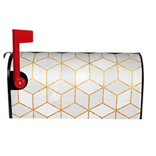 Elisabeth Fredriksson - Cover magnetica per cassetta postale, design unico, motivo cubi bianchi e navy, per decorazione giardino, dimensioni standard, 53 x 45 cm