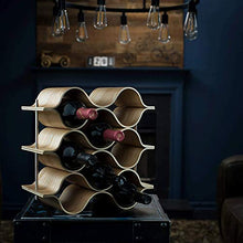 Scaffale per vino, 8 bottiglie di vino, con onde ondulate, in legno, stile moderno, design minimalista e facile da montare e bar familiari, piccolo secco, vino dolce