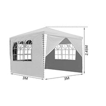 Hengda Gazebo 3x3m padiglione da giardino impermeabile, tenda da festa stabile, tendone per protezione UV con 4 parti laterali per festival di matrimoni in campeggio