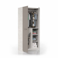 13Casa Mykonos B02 Armadio Anta Battente, Legno ingegnerizzato, Bianco Alpi E Basalto, 90 x 52 x 200 cm