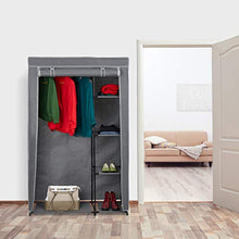 Relaxdays Armadio in Tessuto, con Asta per Abiti e 5 Ripiani, Pieghevole, Cerniera Zip, HLP: 161x105,5x45cm, Antracite, Vello, Ferro, plastica, 1 pz