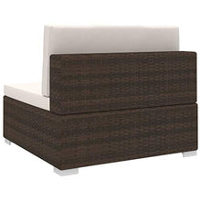 vidaXL Sofa Centrale Modulare 1 pz con Cuscini Foderati Lavabili Leggera Elegante Arredi da Esterno Divano in Polyrattan Marrone Telaio in Acciaio