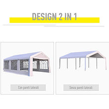 Outsunny Gazebo da Esterno Tendone per Feste Matrimonio Telaio in Acciaio Bianco (6m x 4m x2.8m)