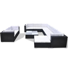 Tidyard Set Divani da Giardino 10 pz con Cuscini in Polyrattan Nero, Set Divani da Giardino, Set Divani da Giardino da Esterno 70 x 70 x 52,5 cm