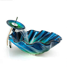 Lavandini bagno Lavabo da Bagno in Vetro Lavabo da appoggio in Metallo Controfiletto Fluted Wave Patel Flower Bowl, Verde 0711