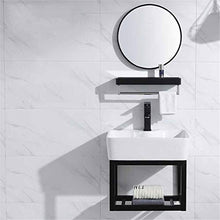 Cabinet Specchio Lavabo Nordic Bathroom Gabinetto Toilette in Acciaio Inox Cabinet per lavabo Combinazione Specchio a Muro Semplice Facile da Pulire (Color : Black, Size : 44x40x30cm)