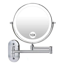 WZDD Specchio per Trucco LED Illuminato con Ingrandimento 1x / 10X Specchio da Trucco, Specchio Cosmetico per Il Bagno, 360° Girevole E Rotondo