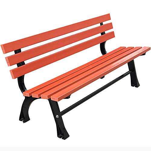 Panchina da parco in plastica sedile da esterno, panchina da giardino per il tempo libero in ferro battuto a 3 posti, sgabello da portico anticorrosivo in legno di plastica con braccioli e schienale