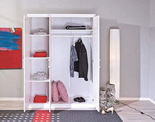 InHouse srls Magnus Armadio 3 Ante con Ripiani. Dim.140X55X190H Pino Massello Verniciato Ad Acqua Bianco. Articolo in Kit.