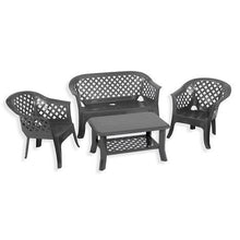 IPAE-PROGARDEN Set da Giardino 2 sedie 1 panchina 1 tavolino Senza Cuscino Antracite - Modello Veranda