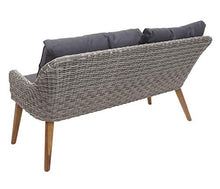 Mendler Salottino da Esterno HWC-H64 polyrattan Legno di Acacia Spun Poly Cuscini Grigio Scuro